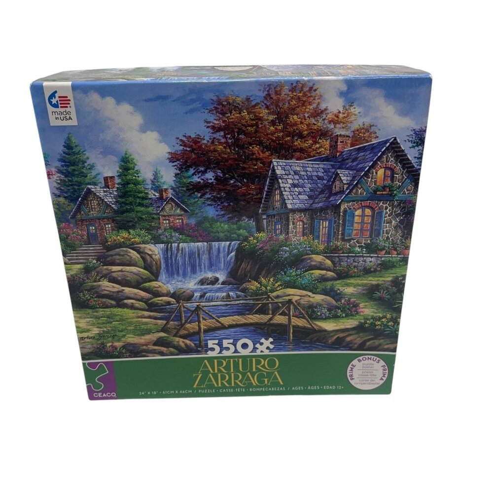 Ceaco 550‎ Piece Jigsaw Puzzle Arturo Zarraga Waterfall Cottage 24x18 in